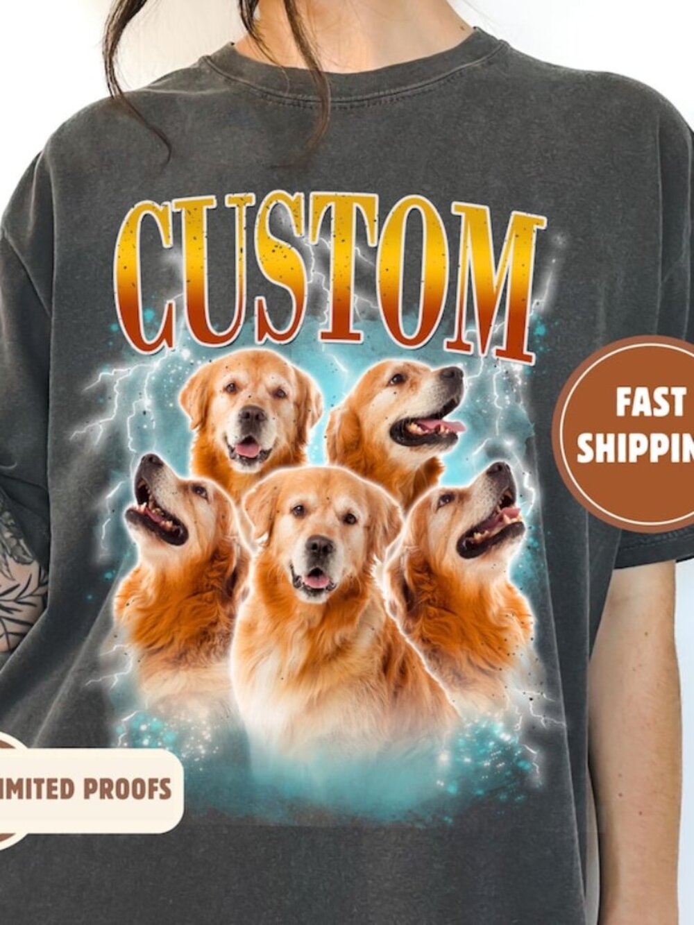 Custom Comfort Colors Bootleg Pet Shirt Pet Photo + Name Custom Dog Tee
